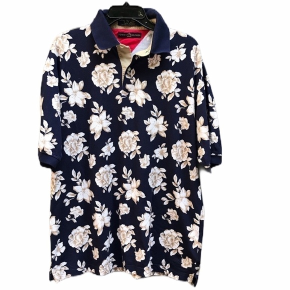 Tommy Hilfiger Other - Tommy Hilfiger Blue Tropical Short Sleeve Polo L
